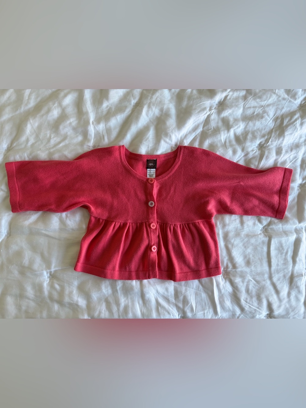 Tea Collection Pink Peplum Cardigan